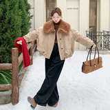 【新款】90绒现货羊羔毛拼接羽绒服297-1895-P265-K398，女装短外套，艾艾淮淮