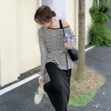 现货条纹斜肩上衣+背心裙套装297-1665-P145-K208，商品下架区，艾艾淮淮
