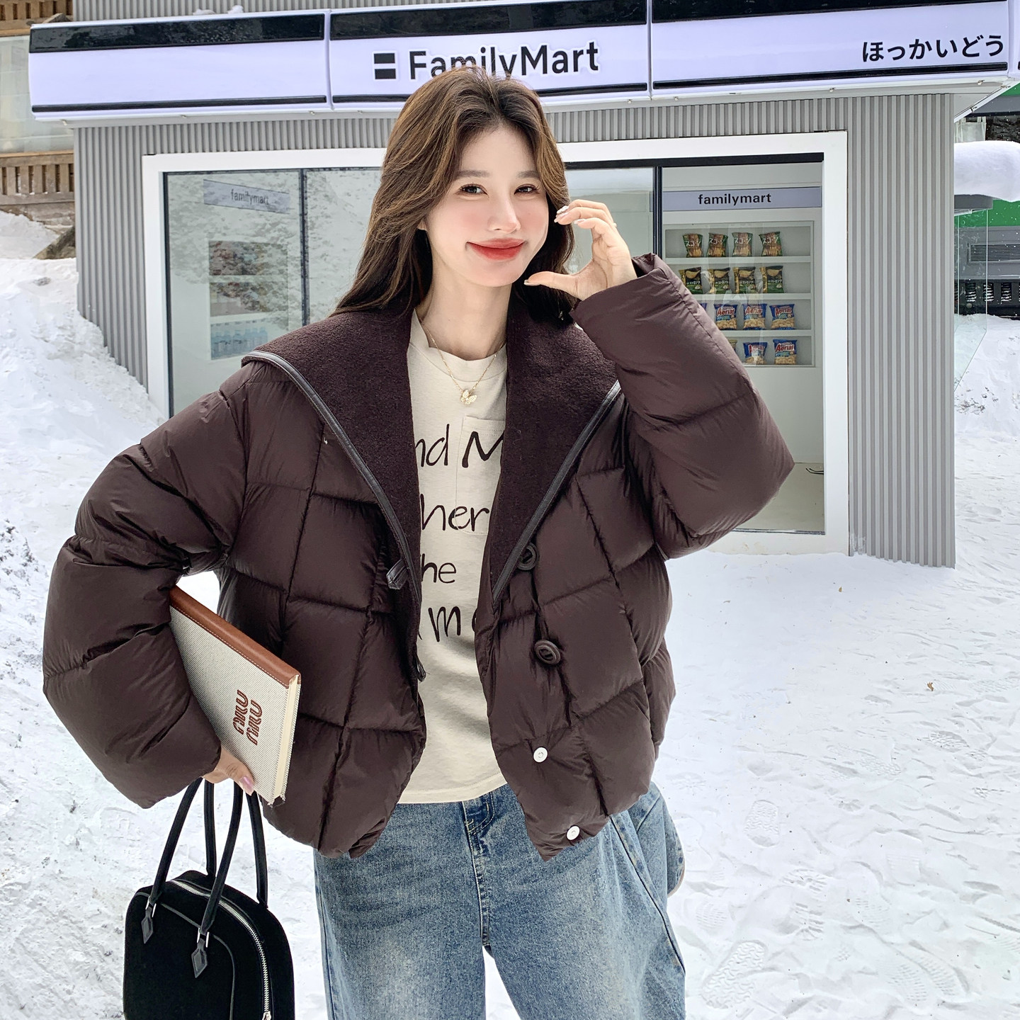 【新款】90绒现货拼接羽绒服297-1944-P295-K438，女装棉衣/棉服，艾艾淮淮