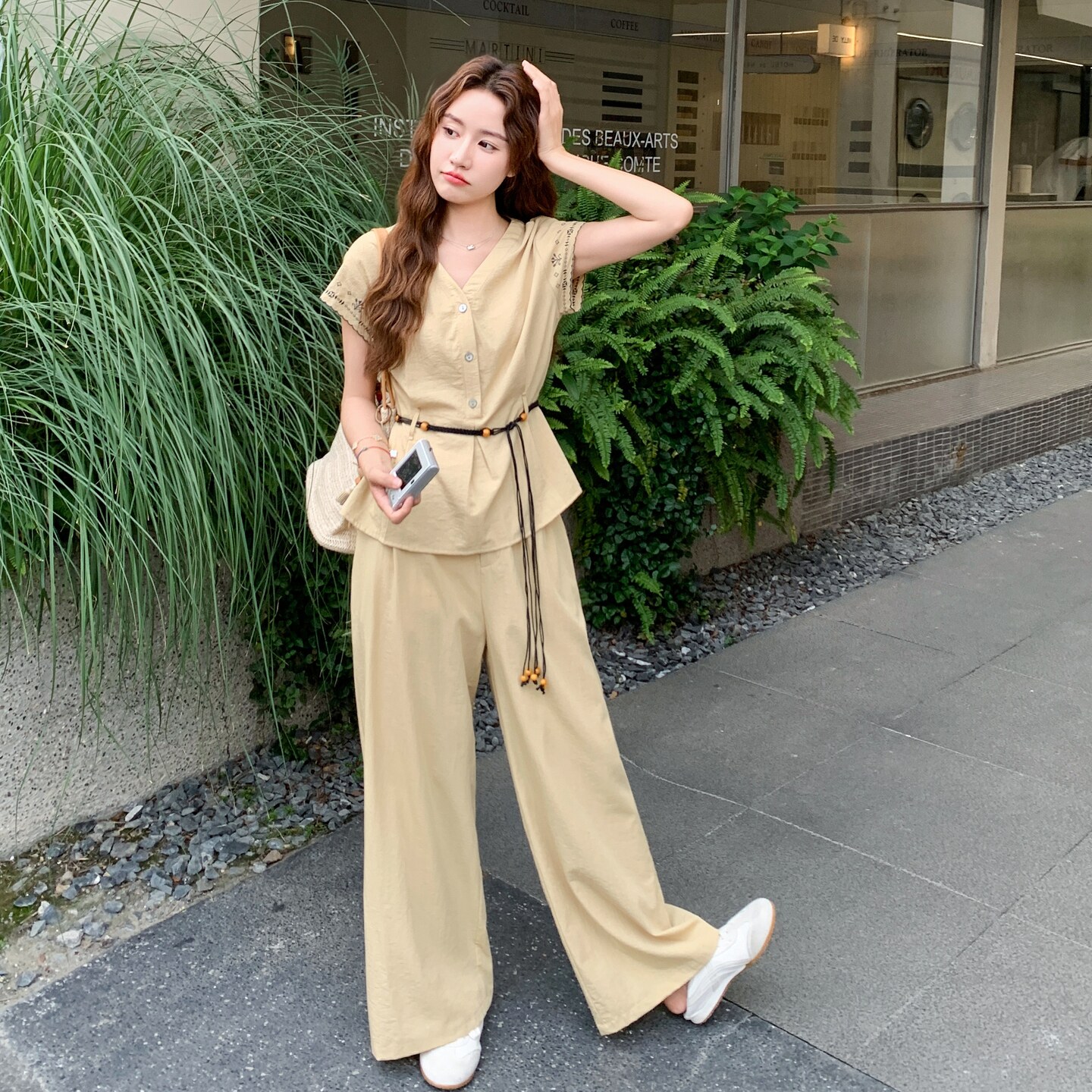 高级感老钱风穿搭小衫套装女夏季新款时尚轻薄显瘦气质长裤两件套,女装套装/套裙,艾艾淮淮