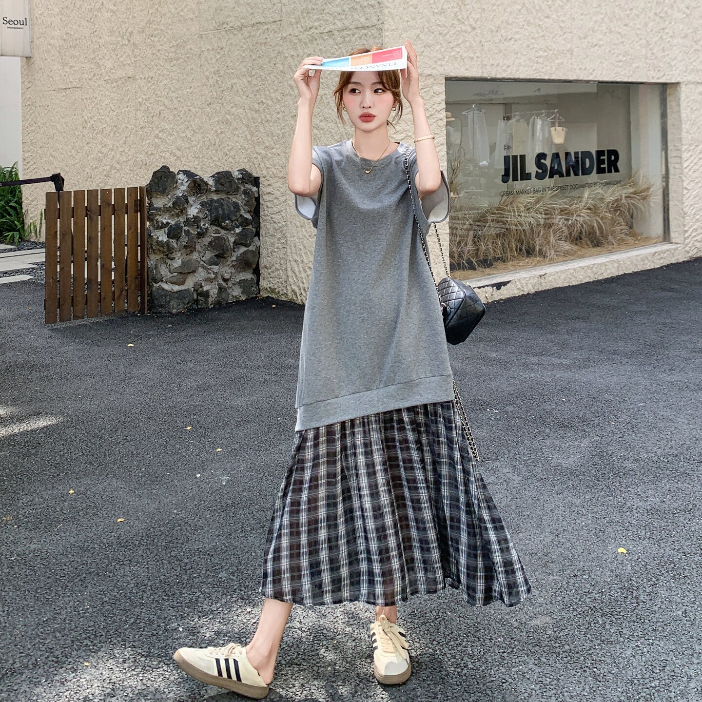 【新款】现货格子拼接连衣裙297-1529-P125-K188,女装套装/套裙,艾艾淮淮