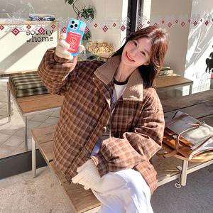 现货 90绒  立领拼接羊羔毛羽绒服297-1078-P275-K398图片
