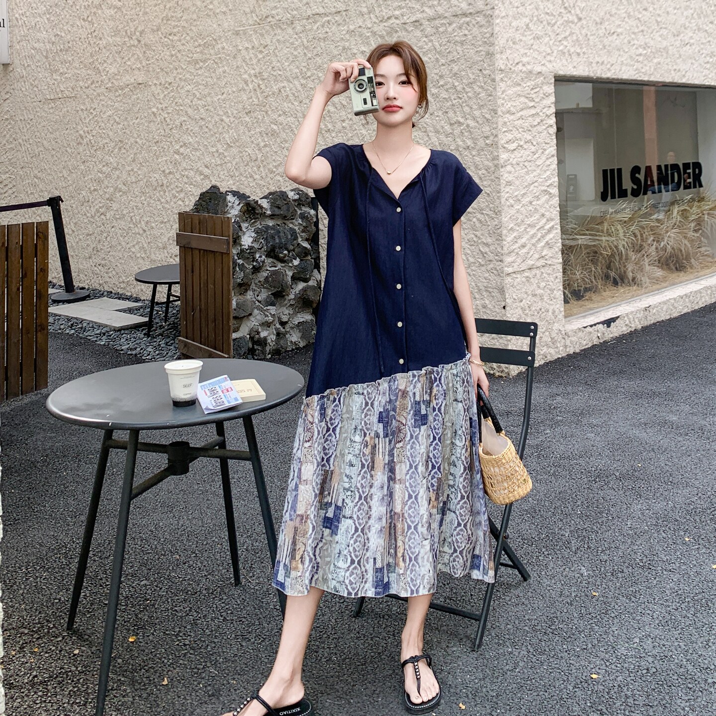 【新款】现货假两件拼接连衣裙297-1398-P135-K198,女装连衣裙,艾艾淮淮