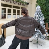 【新款】90绒现货条纹拼接皮羽绒服外套297-1932-P295-K438，女装棉衣/棉服，艾艾淮淮