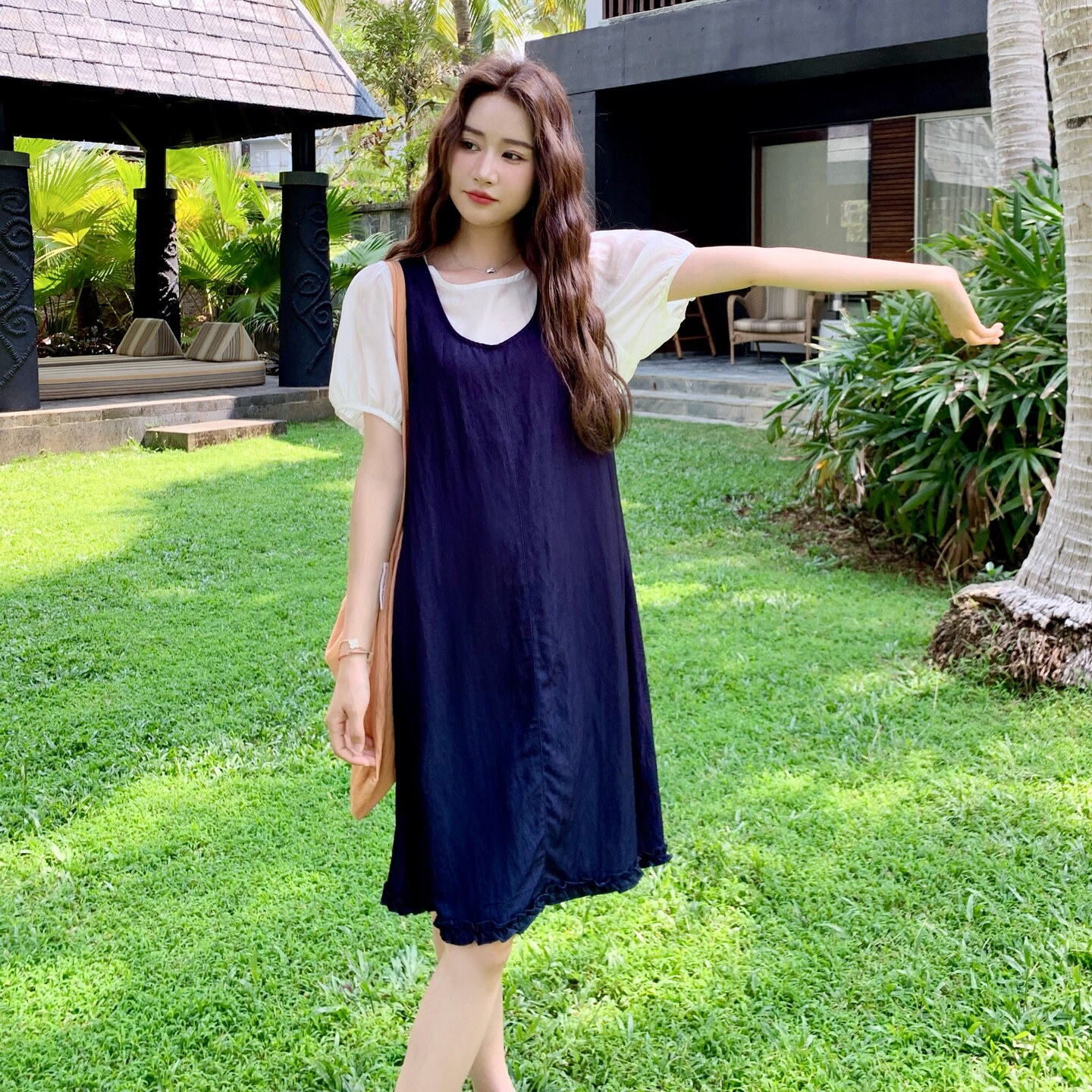小个子显瘦薄款牛仔背带裙套装夏季新款温柔风t恤连衣裙女两件套,女装连衣裙,艾艾淮淮