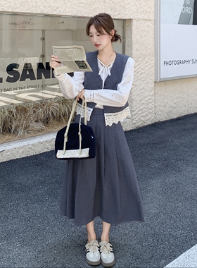 现货 蕾丝 拼接 马甲+半身裙三件套297-1662-P175-K248