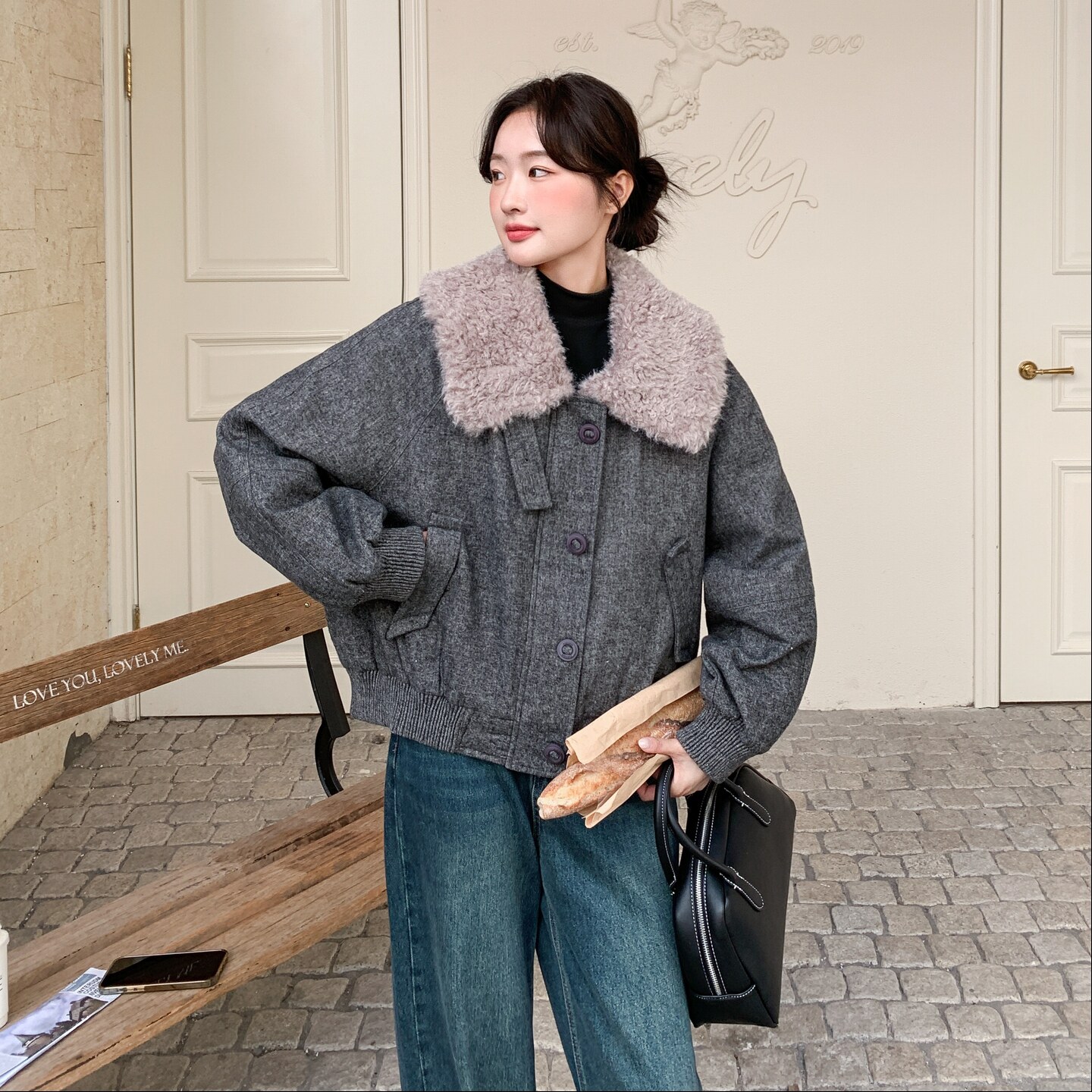 【新款】90绒现货羊羔毛翻领拼接羽绒服297-1929-P265-K398,商品下架区,艾艾淮淮