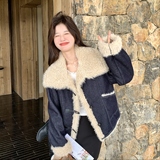 【新款】现货大翻领牛仔拼毛外套297-1898-P205-K298，女装短外套，艾艾淮淮