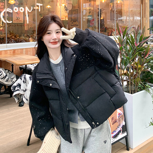 现货 90绒 亮片拼接宽松羽绒服297-1085-P255-K378图片