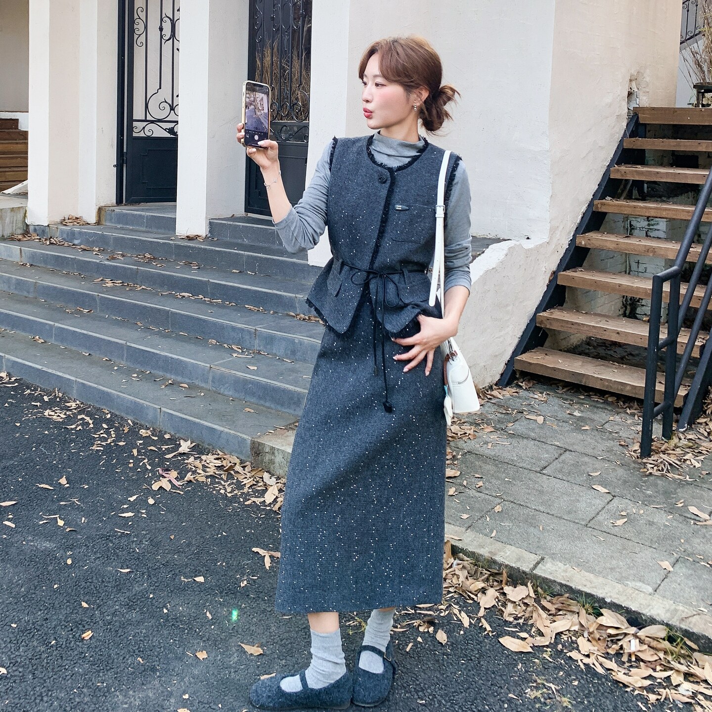 【新款】现货打底+马甲+半身裙呢料三件套297-1786-P185-K268,女装套装/套裙,艾艾淮淮