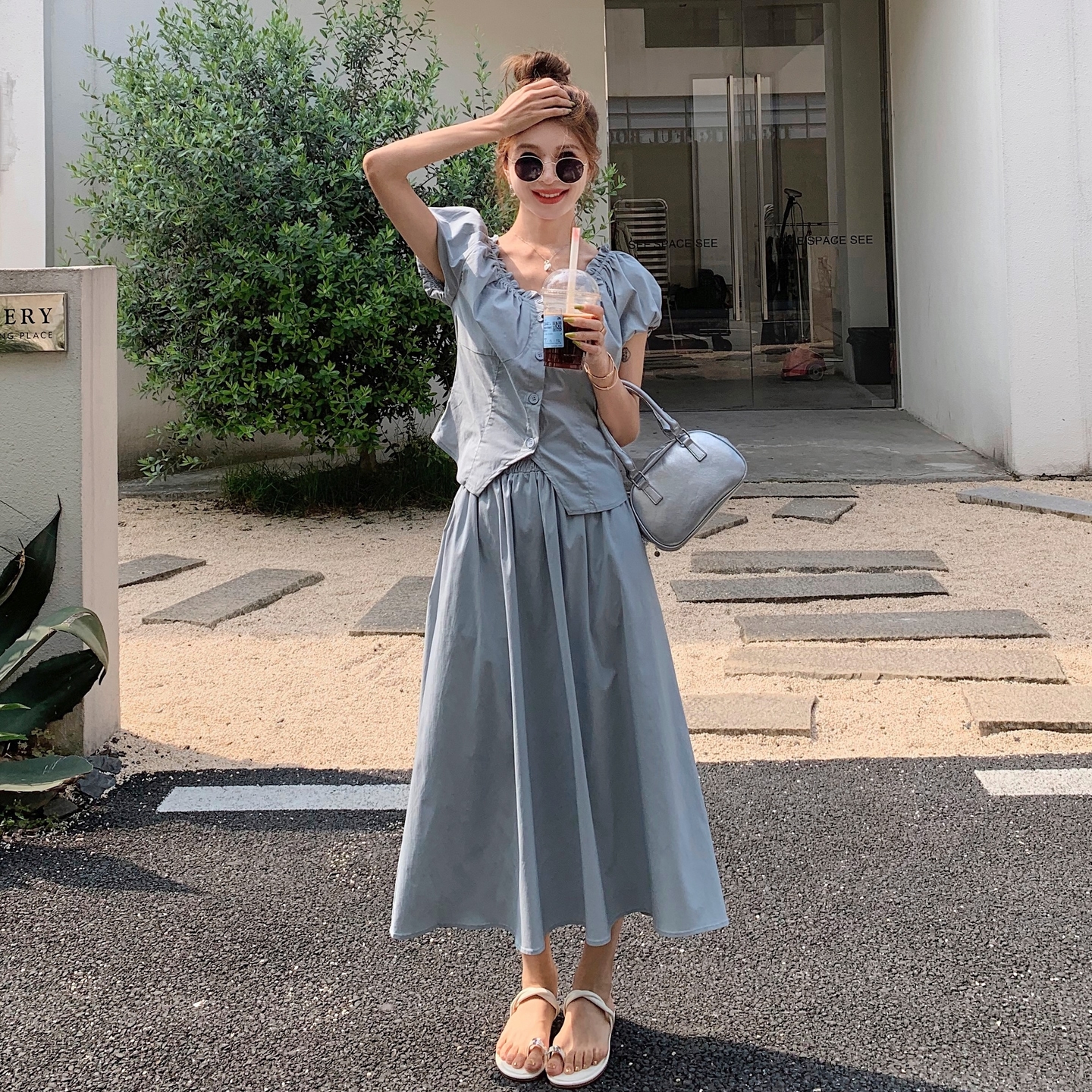 【新款】现货上衣+半身裙套装297-1373-P145-K208，女装连衣裙，艾艾淮淮