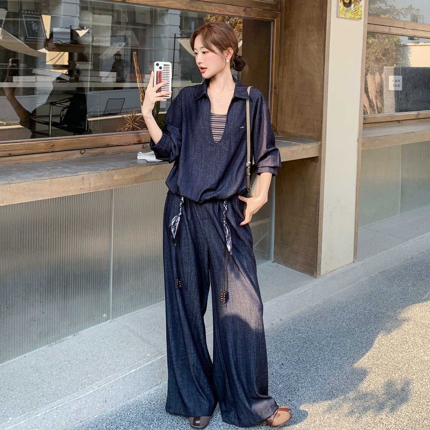 现货假两件上衣+阔腿裤套装297-1761-P165-K238，女装套装/套裙，艾艾淮淮