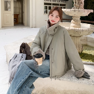 P265 1874 90绒羊羔毛拼接羽绒服297 K398 首发新款