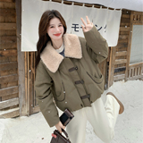 【新款】90绒现货羊羔毛拼接羽绒服297-1937-P285-K418，女装棉衣/棉服，艾艾淮淮