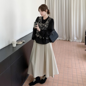 现货衬衫+镂空背心+裙子三件套297-1706-P165-K238