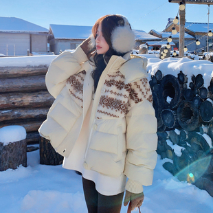 P295 1936 90绒现货羊羔毛拼接羽绒服297 K438 首发新款