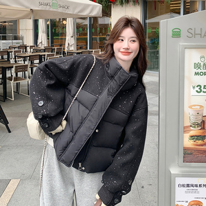 现货 90绒 亮片拼接宽松羽绒服297-1085-P255-K378图片