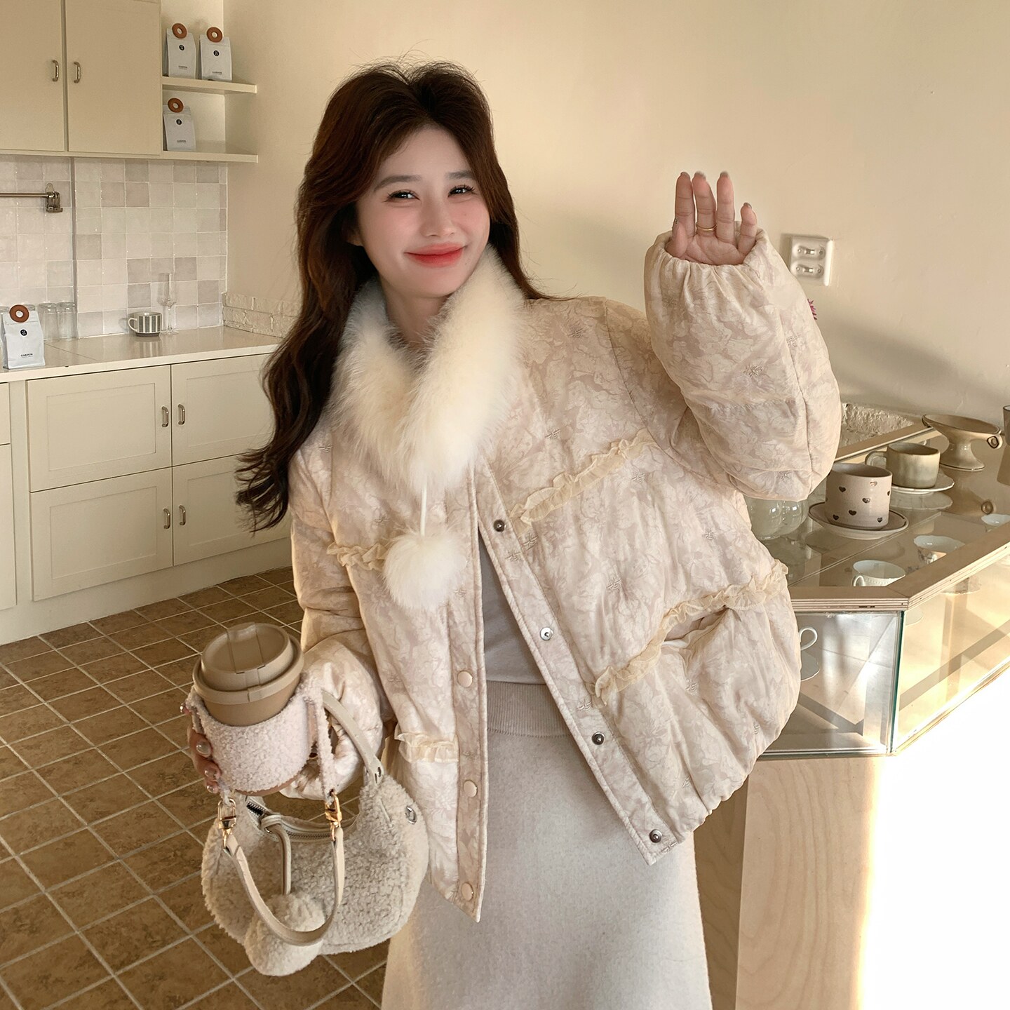 【新款】90绒现货重工面料羽绒服外套297-1978-315-K458,女装棉衣/棉服,艾艾淮淮