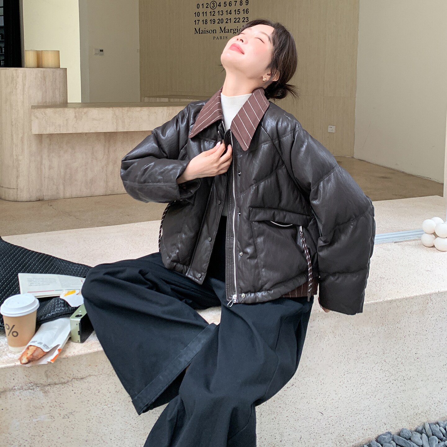 【新款】90绒现货条纹拼接皮羽绒服外套297-1932-P295-K438,商品下架区,艾艾淮淮