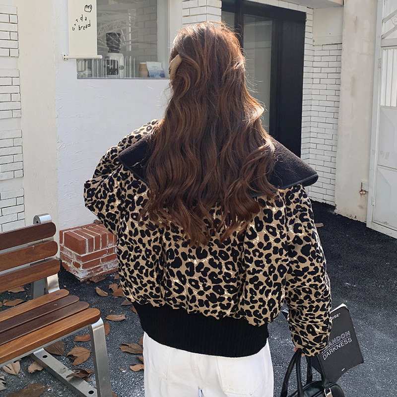 现货90绒豹纹版羊羔毛拼接羽绒服297-1067-P275-K398,女装短外套,艾艾淮淮