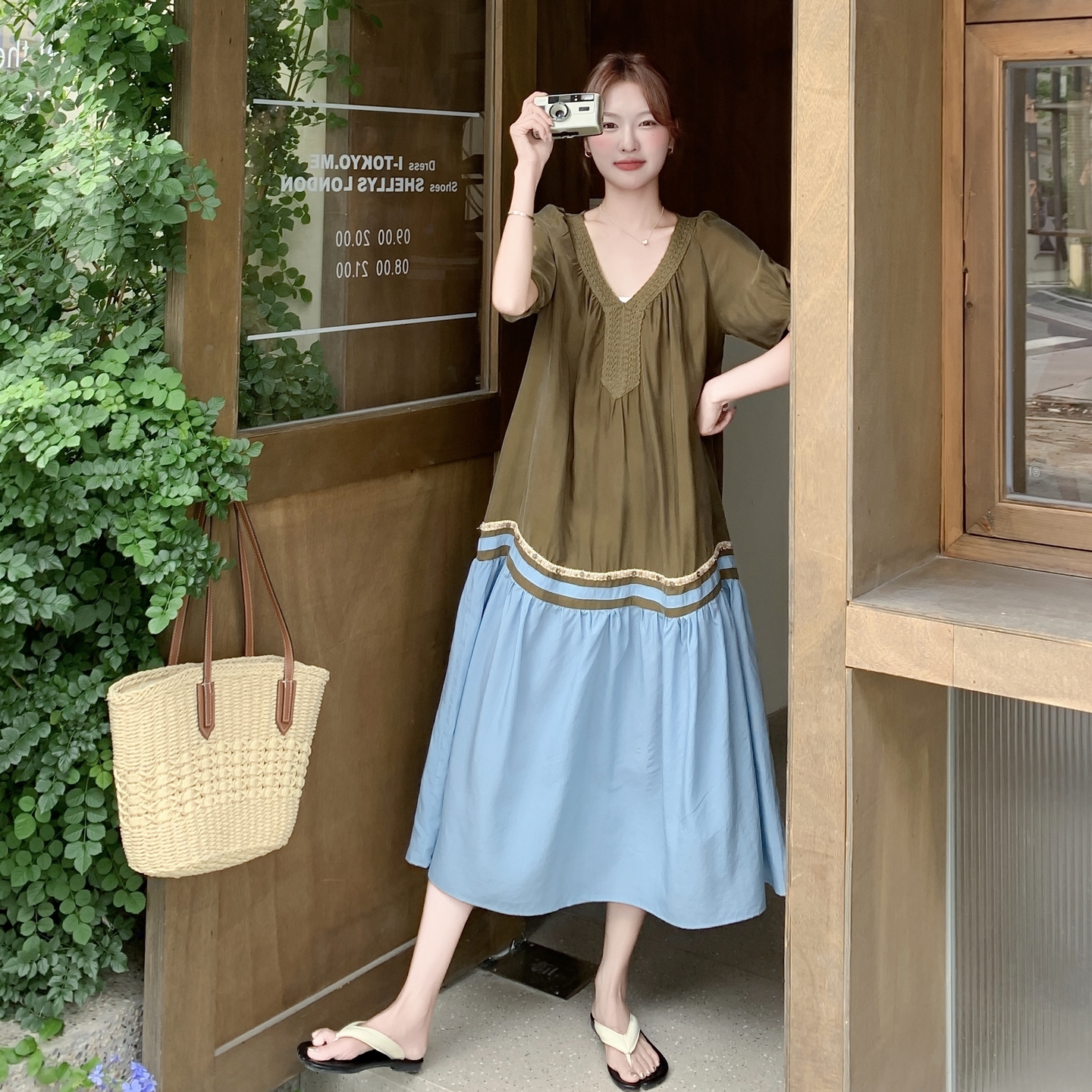 【新款】现货撞色度假风连衣裙297-1605-P135-K198，商品下架区商品下架区，艾艾淮淮