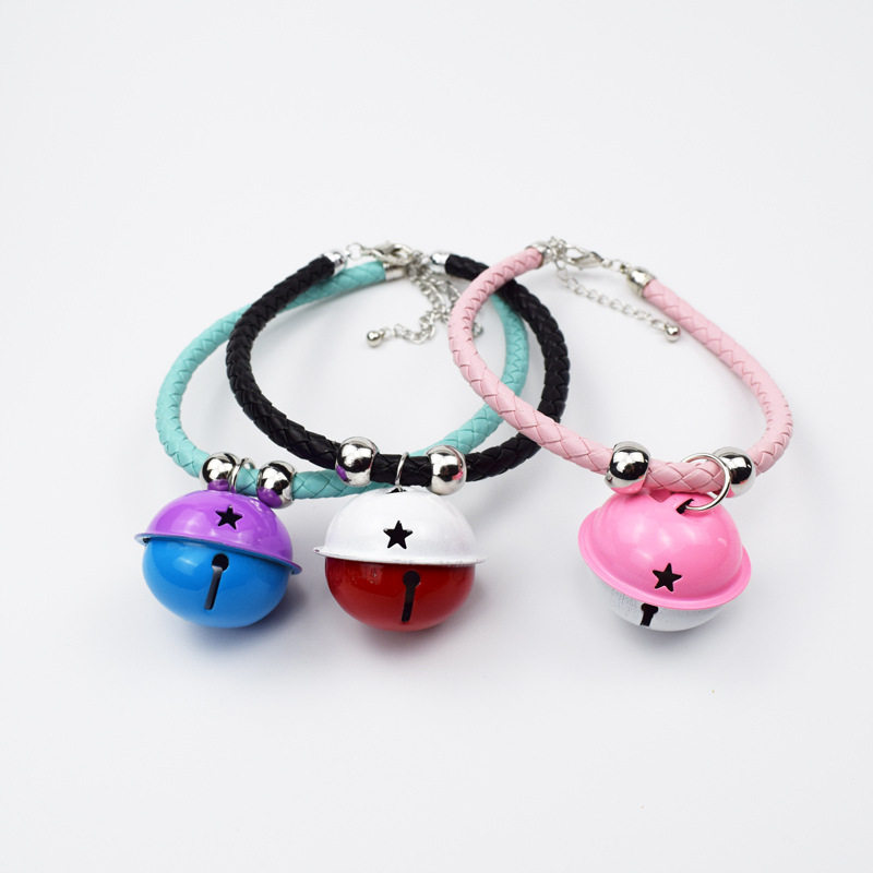 宠物项圈卡通大铃铛猫咪狗狗项圈pu绳猫项圈配饰