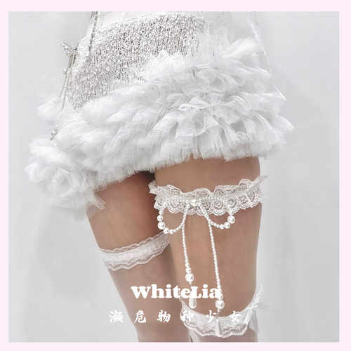 蕾丝珍珠大腿链松紧不会掉