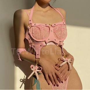 WhiteLia「窒息者」原创设计镂空文胸皮饰纯欲辣妹性感新年胸衣