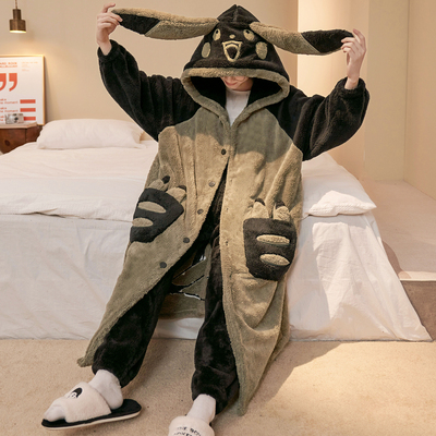 秋冬季男款睡衣2025新款珊瑚绒加绒加厚男士浴袍家居服