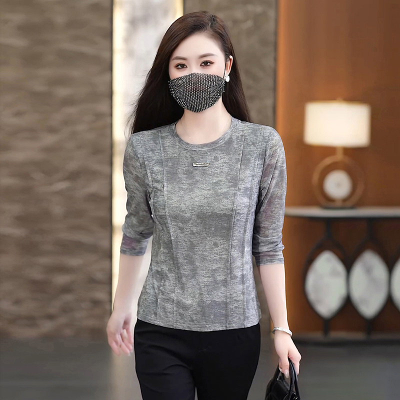 长袖t恤女秋外穿修身圆领打底衫图片