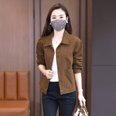 纯棉水洗夹克流行上衣宽松显瘦春装 新款 休闲外套女2026春秋季 短款