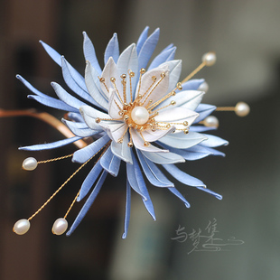 与梦集 非遗缠花发簪发钗昙花月下美人古风汉服旗袍盘发发饰