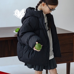 童邦登黑色羽绒服女童外套2025新款冬加厚短款中大童女孩洋气款