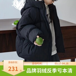 童邦登黑色羽绒服女童外套2025新款冬加厚短款中大童女孩洋气款