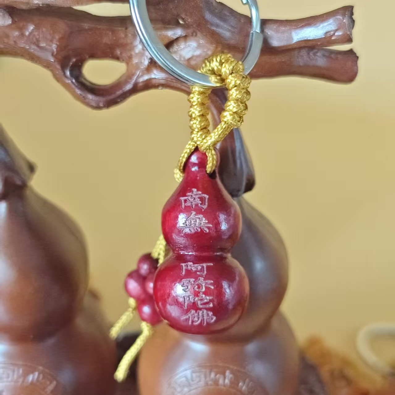 100个雕刻南无阿弥陀佛桃木葫芦钥匙扣一生平安汽车钥匙礼品挂件