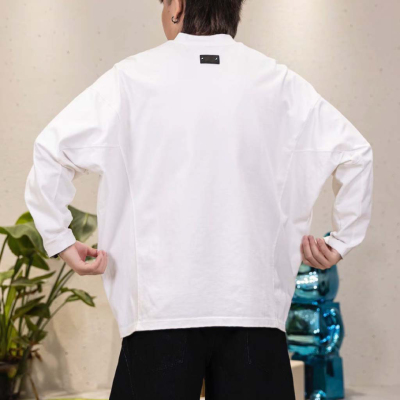 秋冬潮牌重磅长袖T恤男蝙蝠袖高街宽松痞帅百搭设计感打底衫上衣