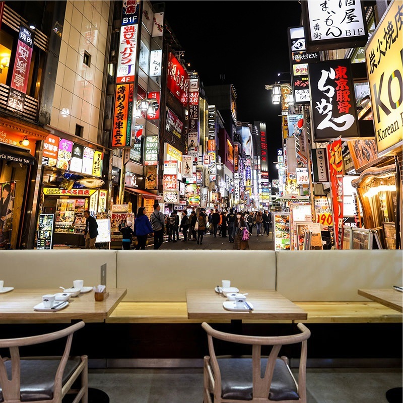 日式居酒屋3D立体街景壁画寿司店背景墙沉浸式装饰墙布网红打卡图片