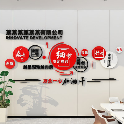 新款企业文化会议办公室背景墙面装饰布置团队公司形象励志标语高