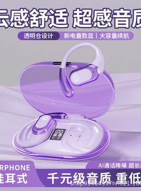 新款智能F208无线蓝牙耳机挂耳式 透明盖运动蓝牙耳机超长续航