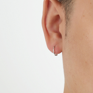 YiJian s925纯银竹节方块间隔线条耳环男耳扣女轻奢耳钉日常耳饰