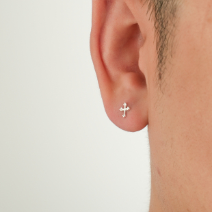 YijianStudio s925银十字架耳钉男生韩版简约小清新耳饰品女耳环