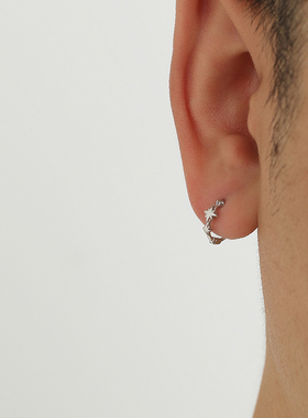 YiJian s925纯银不规则八角星耳环男耳扣女耳饰品ins百搭造型设计