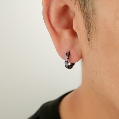 YiJianStudio s925纯银耳环男简约时髦黑色箭头耳扣中性风耳钉女