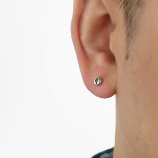 YiJian s925银螺纹款耳钉男圣诞树耳环女睡觉免摘养耳洞设计街头