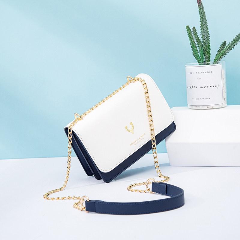 秋冬包包女2020新款潮斜挎包百搭ins网红单肩链条简约拼色小方包