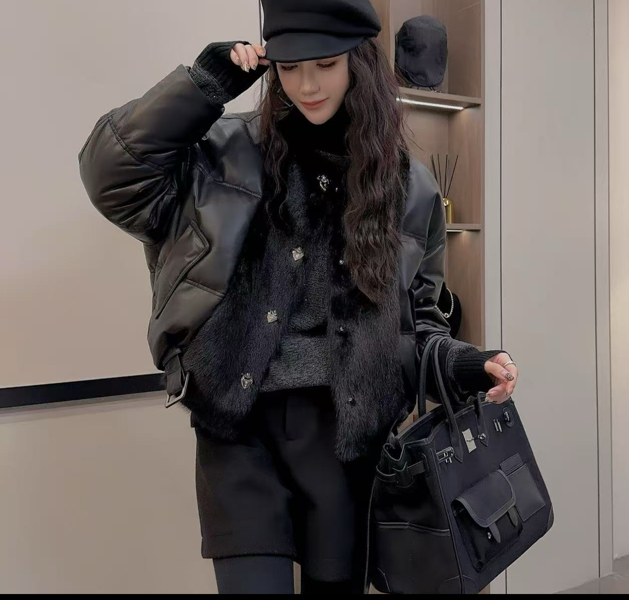 真皮短款羽绒服女2025新款冬季水貂鹅绒加厚立领面包服小个子外套