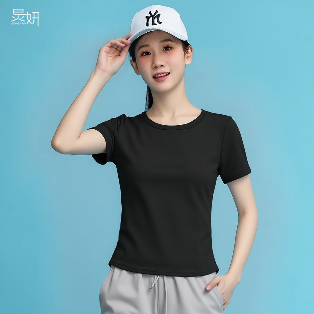 炅妍 纯色棉质短袖T恤女夏季简约修身圆领上衣显瘦百搭休闲女装,女装/女士精品,T恤,淘宝优惠券,粉丝福利购,淘宝优惠卷