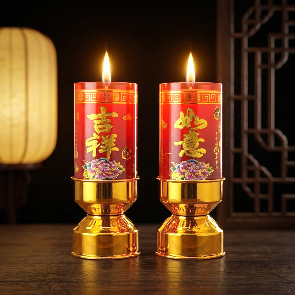 红蜡烛带底座防风家用斗烛供佛结婚喜庆乔迁搬迁石蜡过年过节红烛图片
