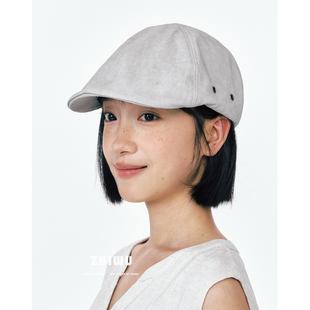 ZHIWU~时髦短发搭配丨小众设计感前进帽女百搭显脸小复古贝雷帽子