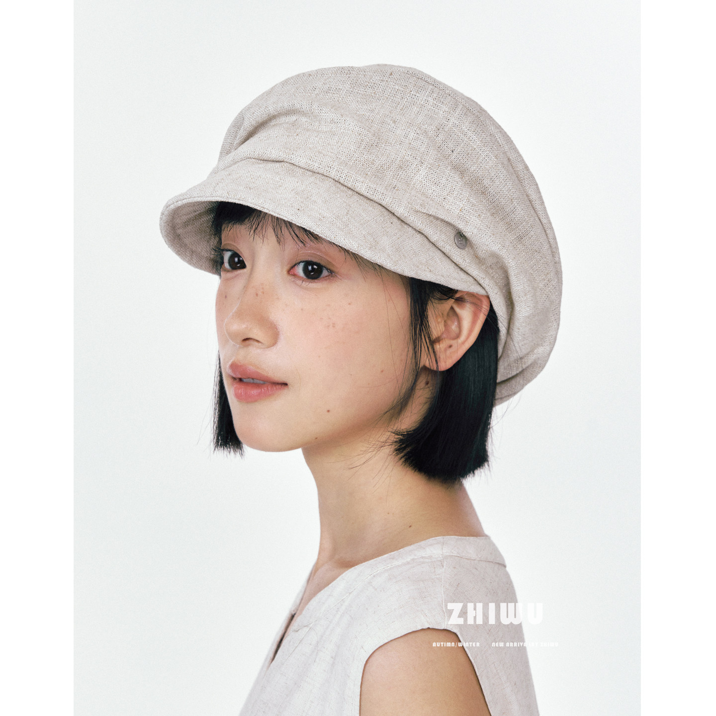 知雾日系慵懒风遮阳棉麻贝雷帽女